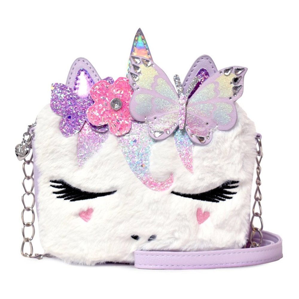 NWT OMG Accessories | Lavender Butterfly Faux Fur Miss Gwen Crossbody Bag